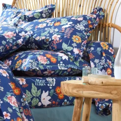 Fantasie Bedlinnen|Vlak Laken<Blancheporte Bedlinnen Kelly in katoen met bloemenprint marine