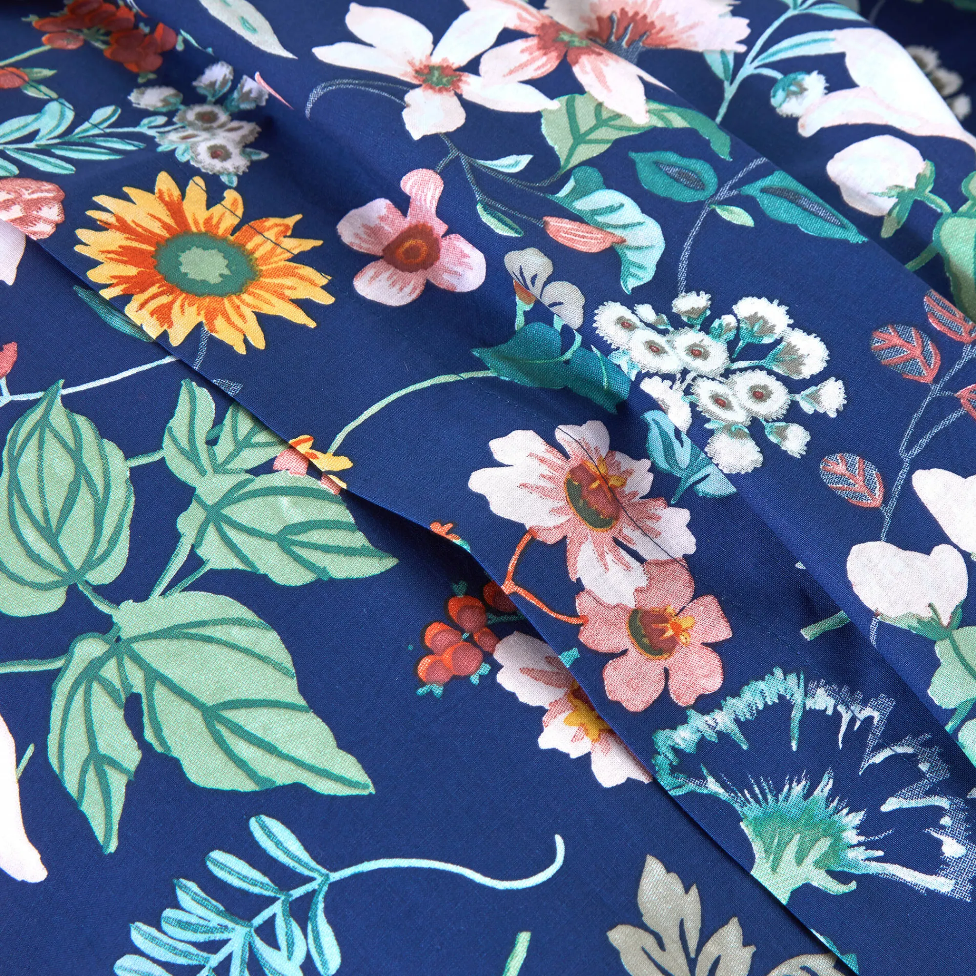 Fantasie Bedlinnen|Vlak Laken<Blancheporte Bedlinnen Kelly in katoen met bloemenprint marine