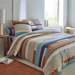 Fantasie Bedlinnen|Vlak Laken<Blancheporte Bedlinnen Liam met geometrische print - in katoen beige