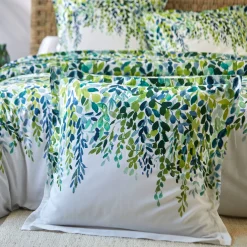 Fantasie Bedlinnen|Vlak Laken<Colombine Bedlinnen Léonie, in katoen met plantenprint ecru