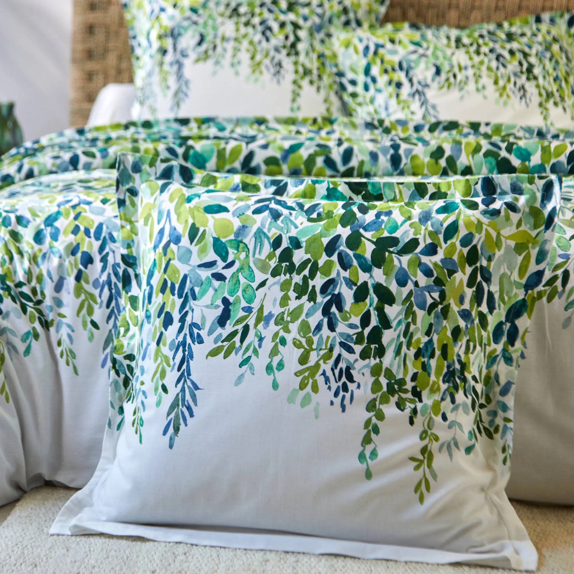 Fantasie Bedlinnen|Vlak Laken<Colombine Bedlinnen Léonie, in katoen met plantenprint ecru