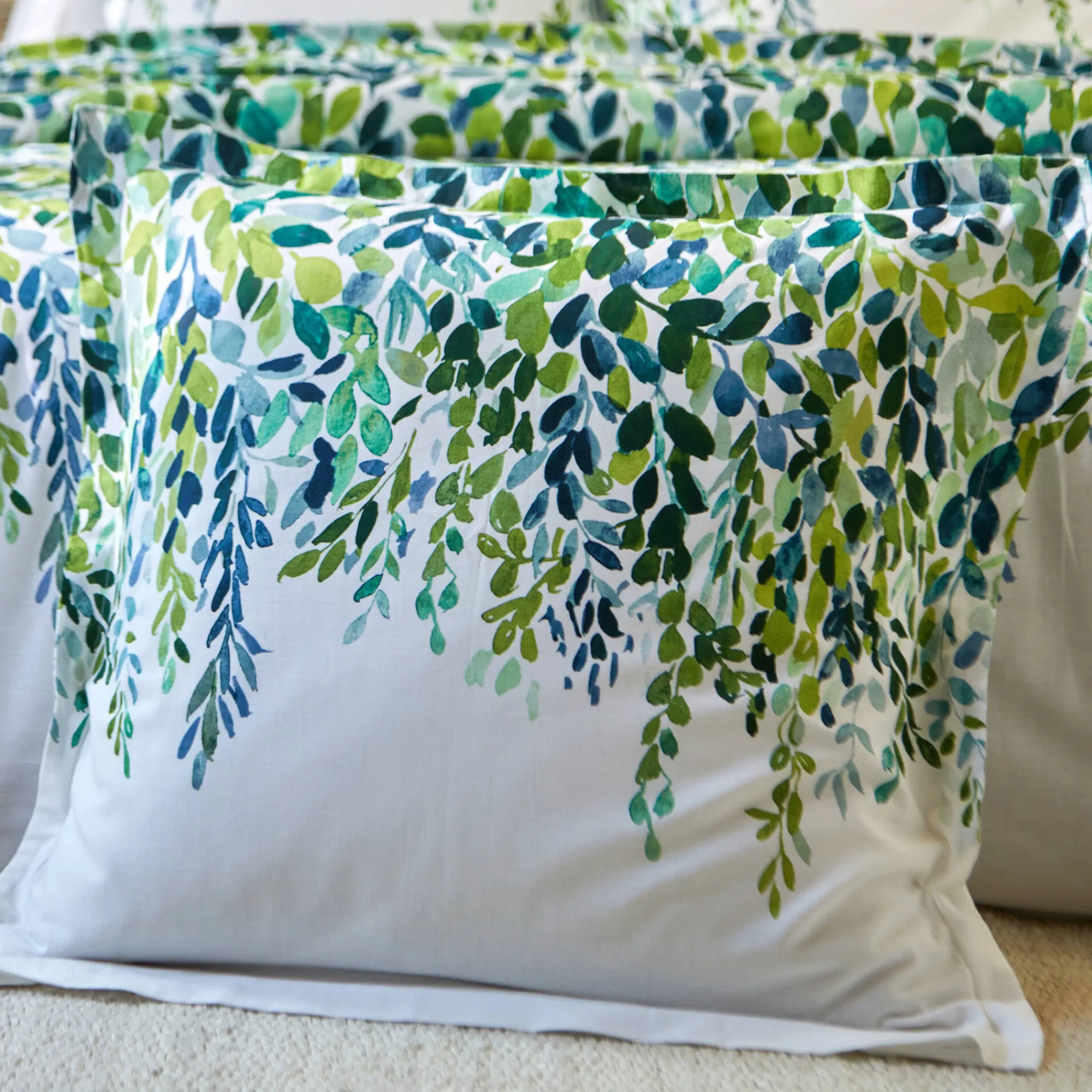 Fantasie Bedlinnen|Vlak Laken<Colombine Bedlinnen Léonie, in katoen met plantenprint ecru