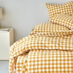 Fantasie Bedlinnen|Vlak Laken<Blancheporte Bedlinnen Lou met ruitenprint - in katoen honing