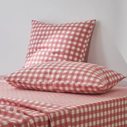 Fantasie Bedlinnen|Vlak Laken<Blancheporte Bedlinnen Lou met ruitenprint - in katoen rozenhout