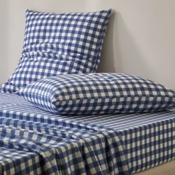 Fantasie Bedlinnen|Vlak Laken<Blancheporte Bedlinnen Lou met ruitenprint - in katoen marine