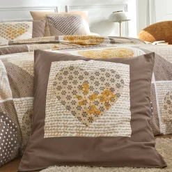 Fantasie Bedlinnen|Vlak Laken<Blancheporte Bedlinnen Lovely in flanel met hartjesprint beige / karamel