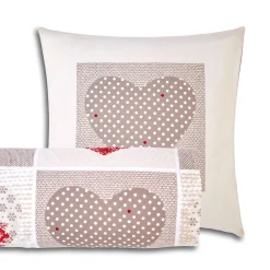 Fantasie Bedlinnen|Vlak Laken<Blancheporte Bedlinnen Lovely in katoen met hartjesprint taupe / rood