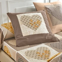 Fantasie Bedlinnen|Vlak Laken<Blancheporte Bedlinnen Lovely in katoen met hartjesprint beige / karamel