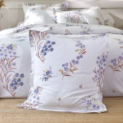 Fantasie Bedlinnen|Vlak Laken<Colombine Bedlinnen Madeleine, in katoen wit / blauw