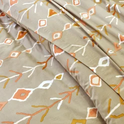 Fantasie Bedlinnen|Vlak Laken<Blancheporte Bedlinnen Mahe in katoen met etnische print beige