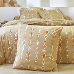 Fantasie Bedlinnen|Vlak Laken<Blancheporte Bedlinnen Mahe in katoen met etnische print beige