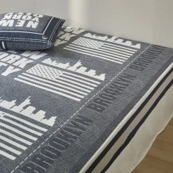 Fantasie Bedlinnen|Vlak Laken<Blancheporte Bedlinnen Manhattan, in bedrukt polykatoen met New York print marineblauw