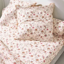 Fantasie Bedlinnen|Vlak Laken<Blancheporte Bedlinnen Margaux in katoen met bloemenprint ecru