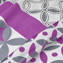 Fantasie Bedlinnen|Vlak Laken<Colombine Bedlinnen Marlox in katoen met geometrische motieven grijs / paars