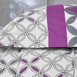 Fantasie Bedlinnen|Vlak Laken<Colombine Bedlinnen Marlox in katoen met geometrische motieven grijs / paars