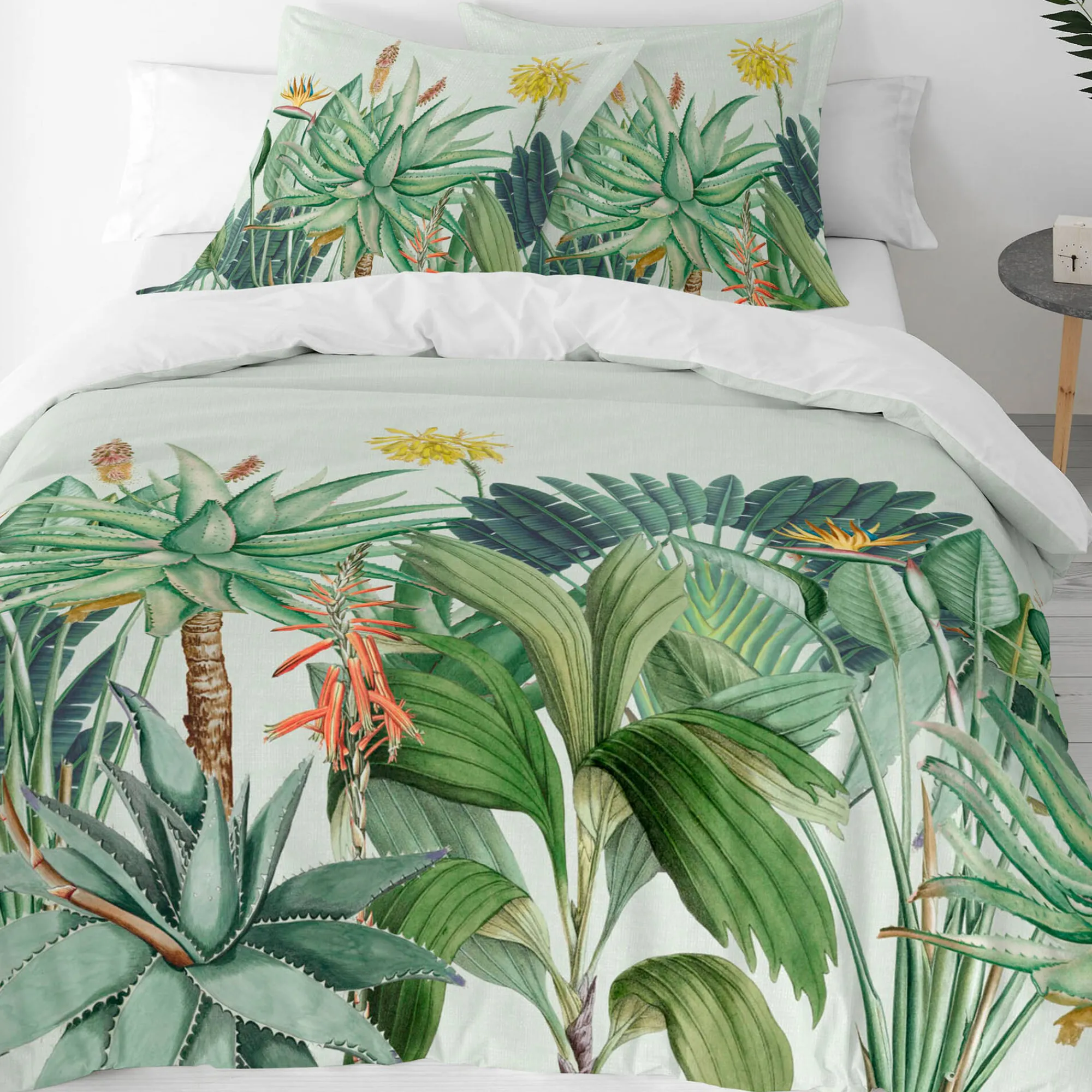 Fantasie Bedlinnen|Kussensloop<Blancheporte Bedlinnen met tropische print - katoen wit