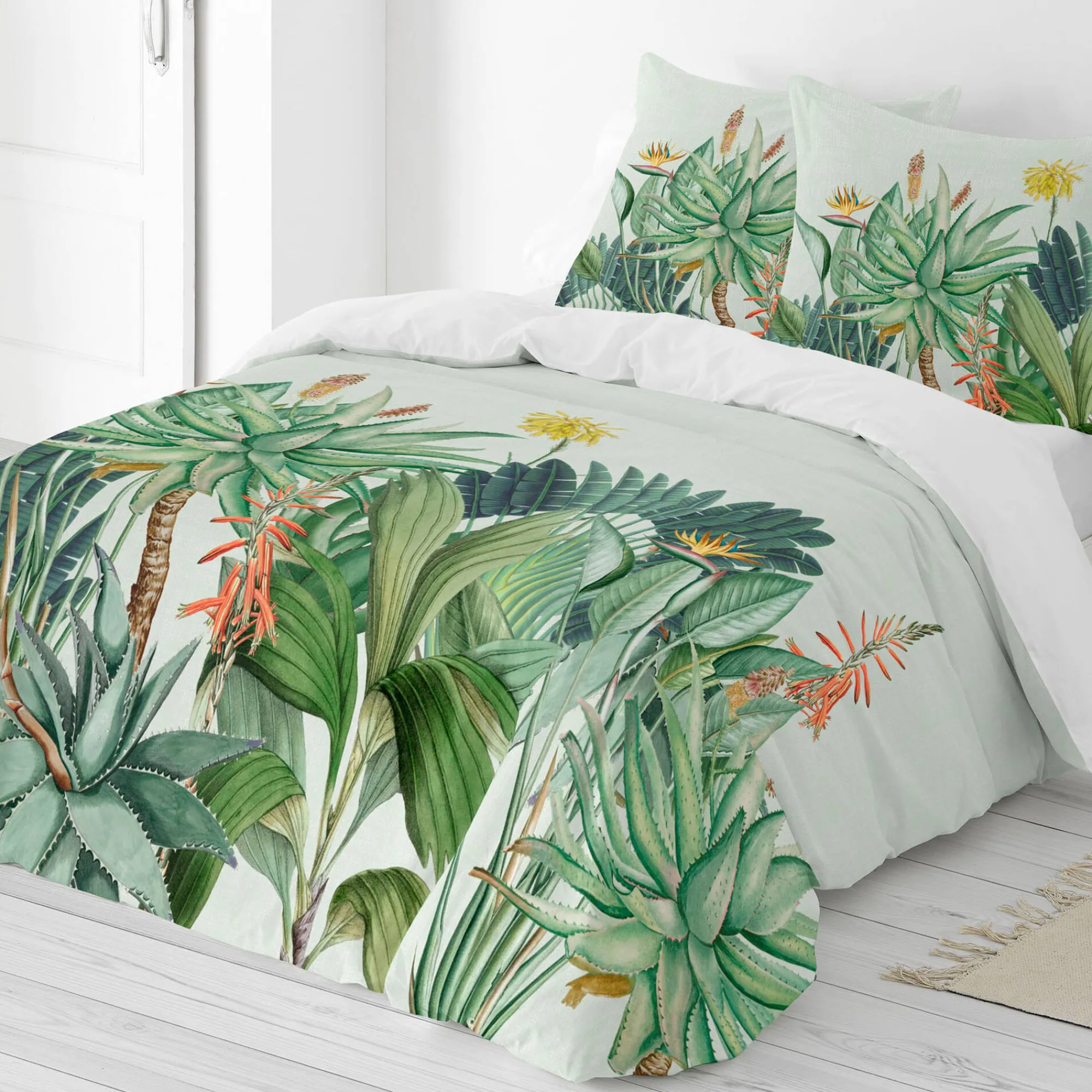 Fantasie Bedlinnen|Kussensloop<Blancheporte Bedlinnen met tropische print - katoen wit