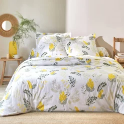 Fantasie Bedlinnen|Vlak Laken<Colombine Bedlinnen Mimosa in katoen met bloemenprint geel