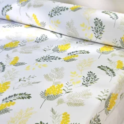 Fantasie Bedlinnen|Vlak Laken<Colombine Bedlinnen Mimosa in katoen met bloemenprint geel
