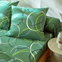 Fantasie Bedlinnen|Vlak Laken<Blancheporte Bedlinnen Noémie in polykatoen met cirkelprint groen