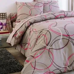 Fantasie Bedlinnen|Vlak Laken<Blancheporte Bedlinnen Noémie in polykatoen met cirkelprint grijstaupe