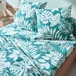 Fantasie Bedlinnen|Vlak Laken<Blancheporte Bedlinnen Paddy met bladerenprint, katoen eucalyptus