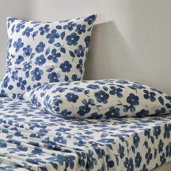 Fantasie Bedlinnen|Vlak Laken<Blancheporte Bedlinnen Petunia in bedrukt katoen blauw