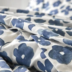 Fantasie Bedlinnen|Vlak Laken<Blancheporte Bedlinnen Petunia in bedrukt flanel blauw
