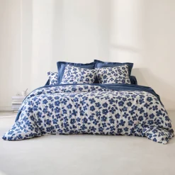 Fantasie Bedlinnen|Vlak Laken<Blancheporte Bedlinnen Petunia in bedrukt flanel blauw