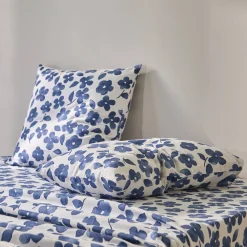 Fantasie Bedlinnen|Vlak Laken<Blancheporte Bedlinnen Petunia in bedrukt flanel blauw