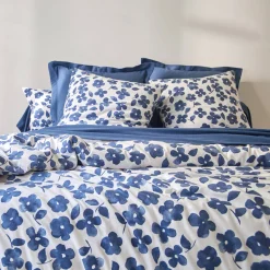 Fantasie Bedlinnen|Vlak Laken<Blancheporte Bedlinnen Petunia in bedrukt flanel blauw