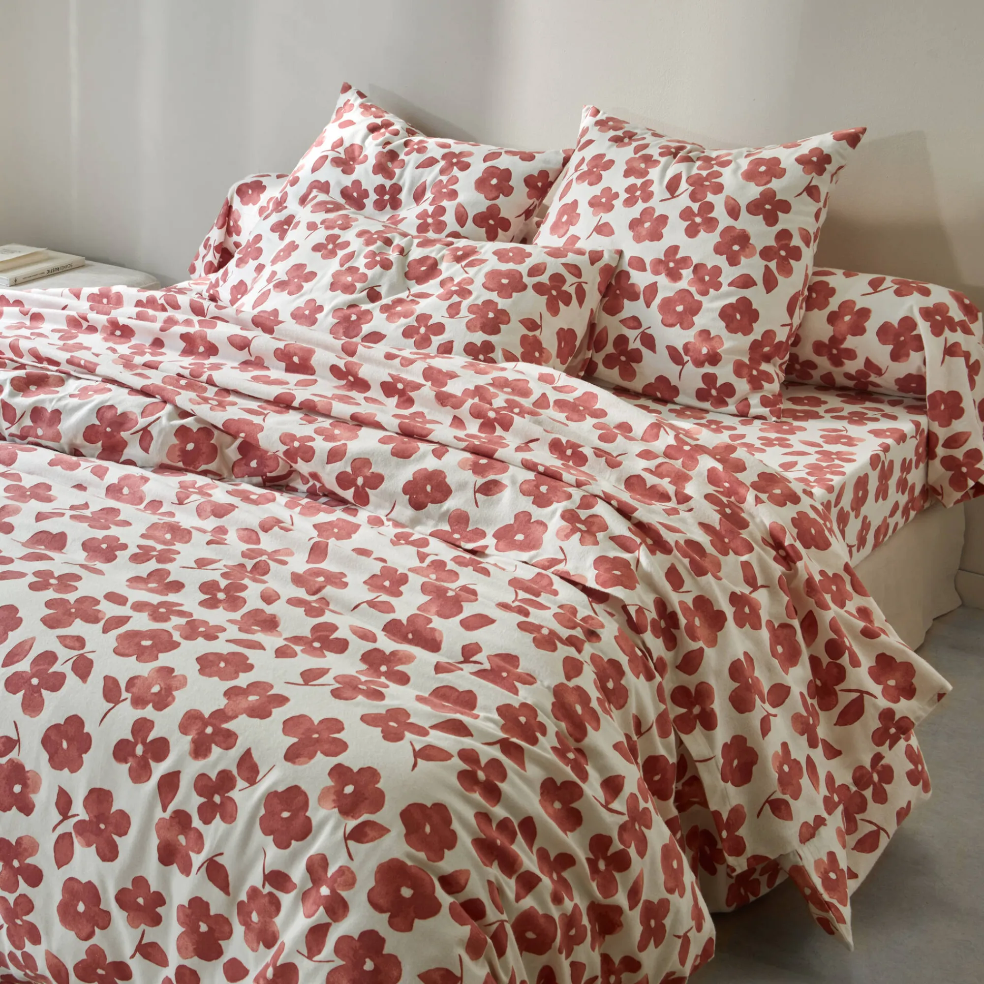 Fantasie Bedlinnen|Kussensloop<Blancheporte Bedlinnen Petunia in bedrukt flanel rozenhout