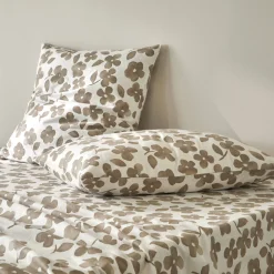 Fantasie Bedlinnen|Vlak Laken<Blancheporte Bedlinnen Petunia in bedrukt flanel grijsbeige