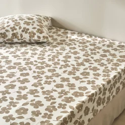 Fantasie Bedlinnen|Vlak Laken<Blancheporte Bedlinnen Petunia in bedrukt flanel grijsbeige
