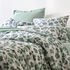 Fantasie Bedlinnen|Vlak Laken<Blancheporte Bedlinnen Petunia in bedrukt flanel amandel groen