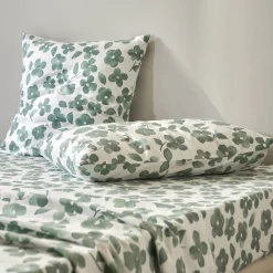 Fantasie Bedlinnen|Vlak Laken<Blancheporte Bedlinnen Petunia in bedrukt flanel amandel groen
