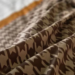 Fantasie Bedlinnen|Vlak Laken<Blancheporte Bedlinnen Pierre in katoen met pied-de-poule print beige