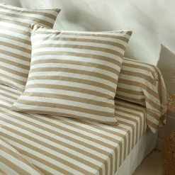 Fantasie Bedlinnen|Vlak Laken<Blancheporte Bedlinnen Romy, gestreept - in katoen beige