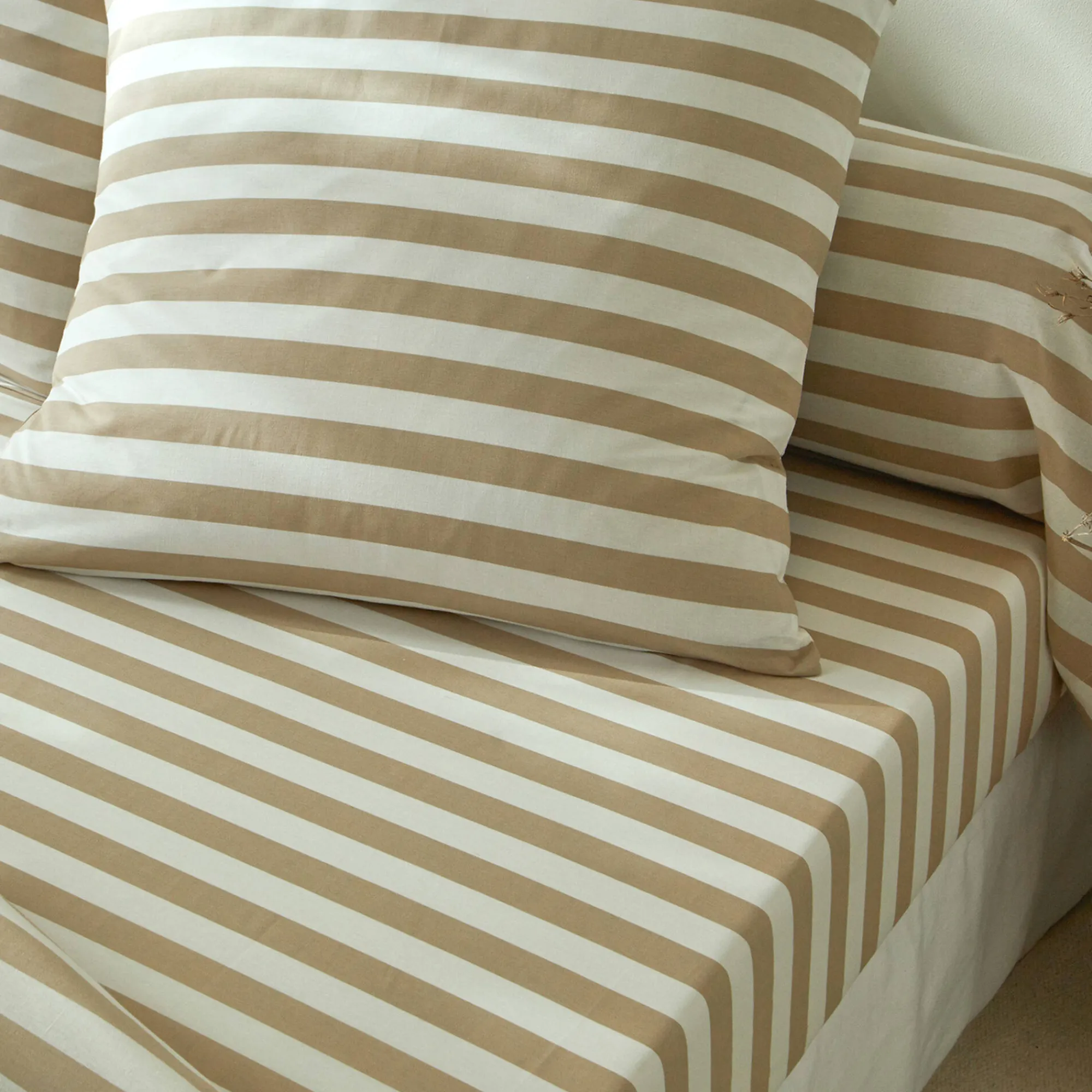 Fantasie Bedlinnen|Vlak Laken<Blancheporte Bedlinnen Romy, gestreept - in katoen beige