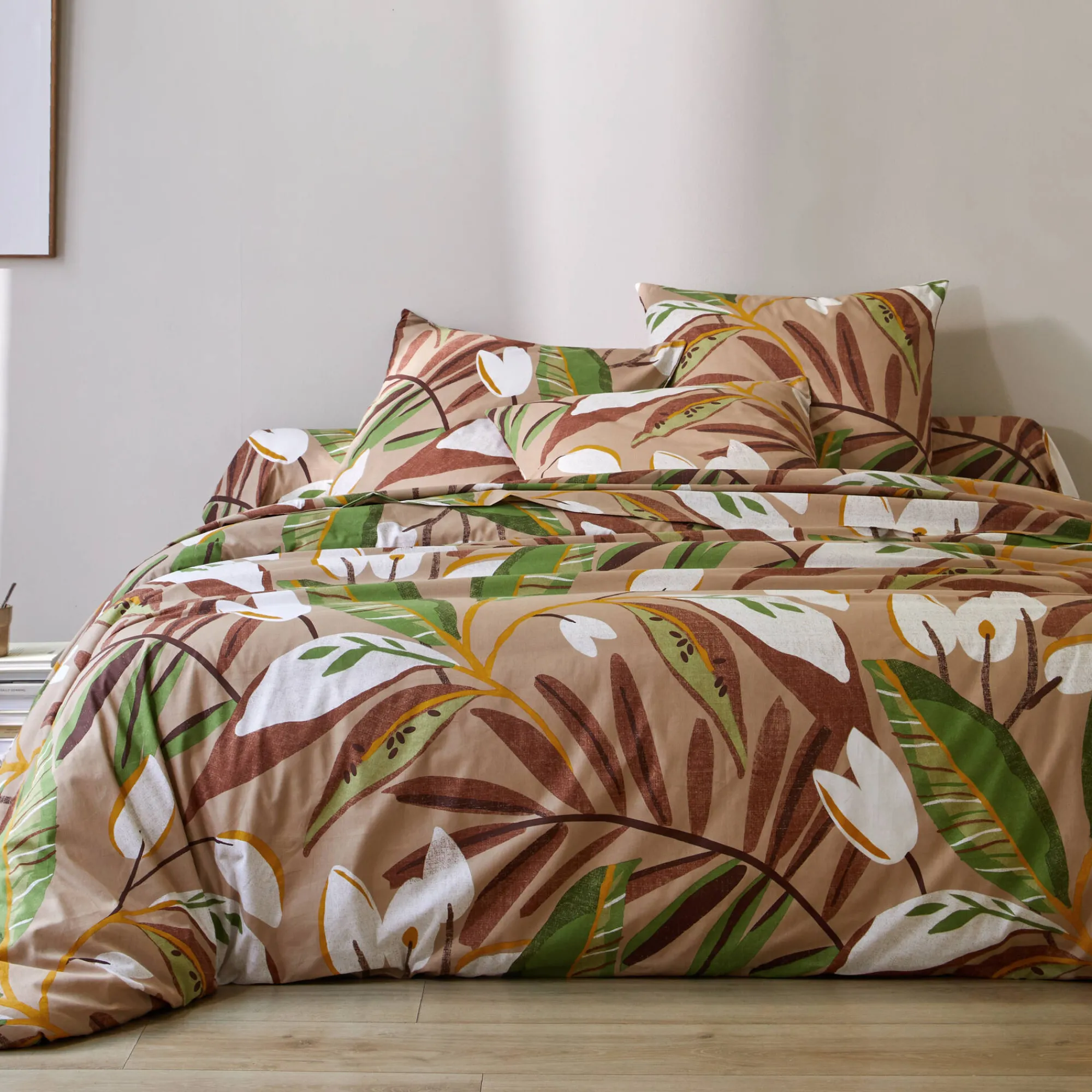 Fantasie Bedlinnen|Vlak Laken<Blancheporte Bedlinnen Roxane in bedrukt katoen beige