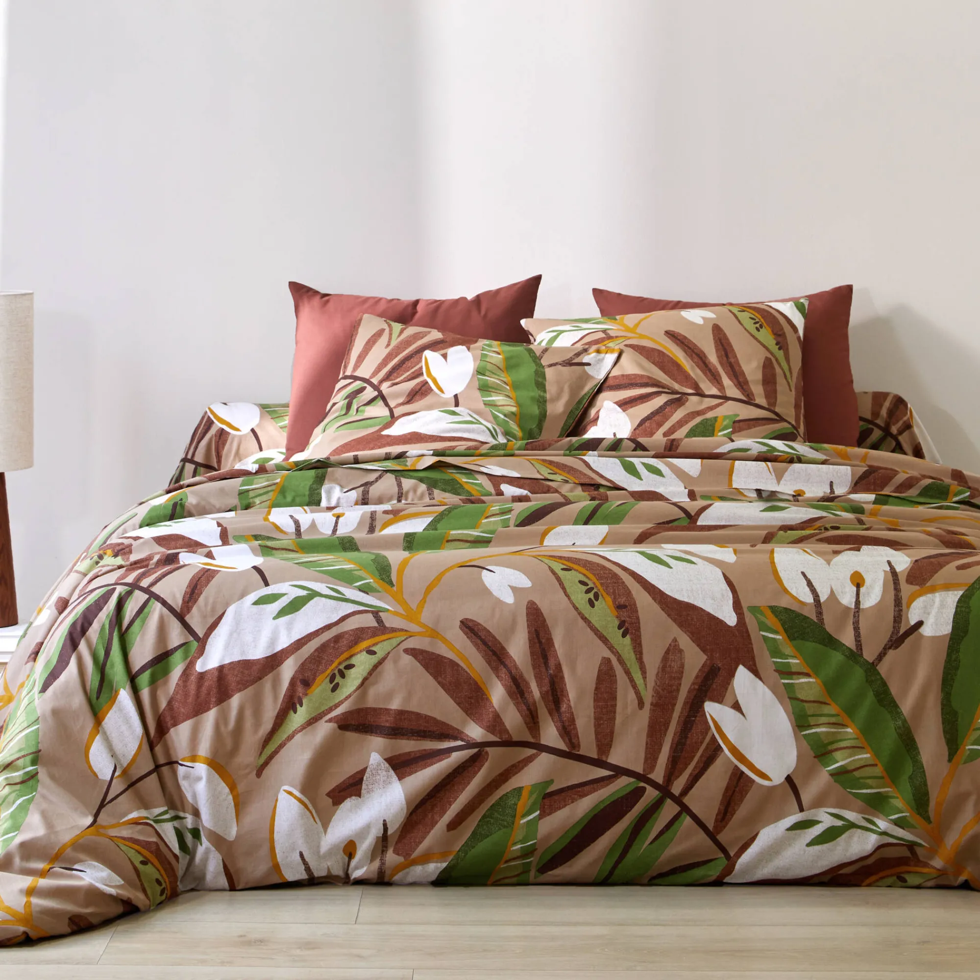 Fantasie Bedlinnen|Vlak Laken<Blancheporte Bedlinnen Roxane in bedrukt katoen beige