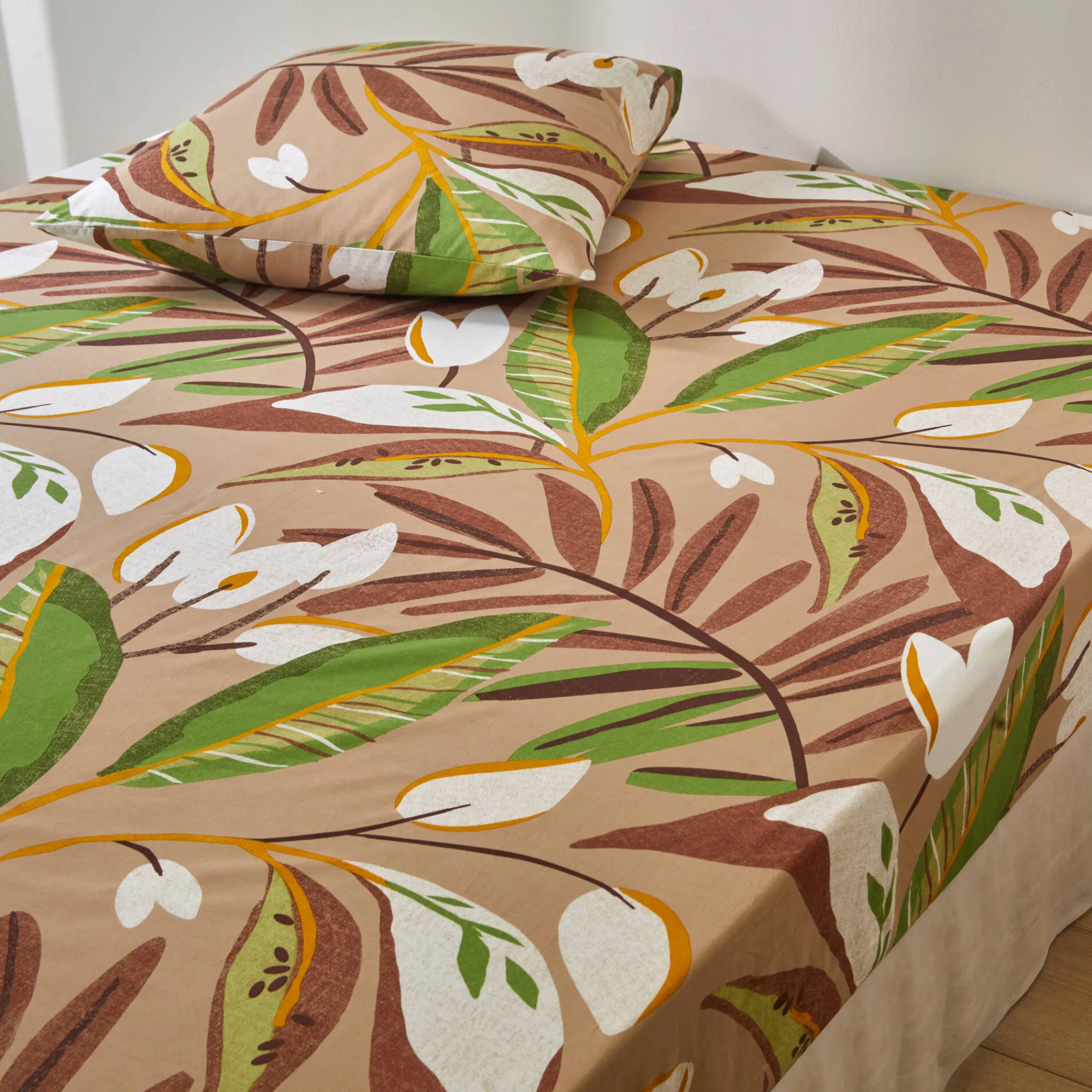 Fantasie Bedlinnen|Vlak Laken<Blancheporte Bedlinnen Roxane in bedrukt katoen beige