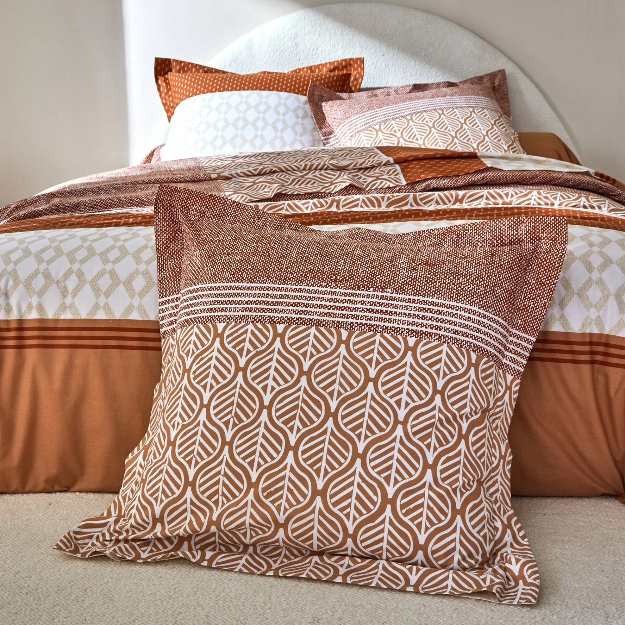 Fantasie Bedlinnen|Vlak Laken<Colombine Bedlinnen Tommy in katoen met geometrische print karamel