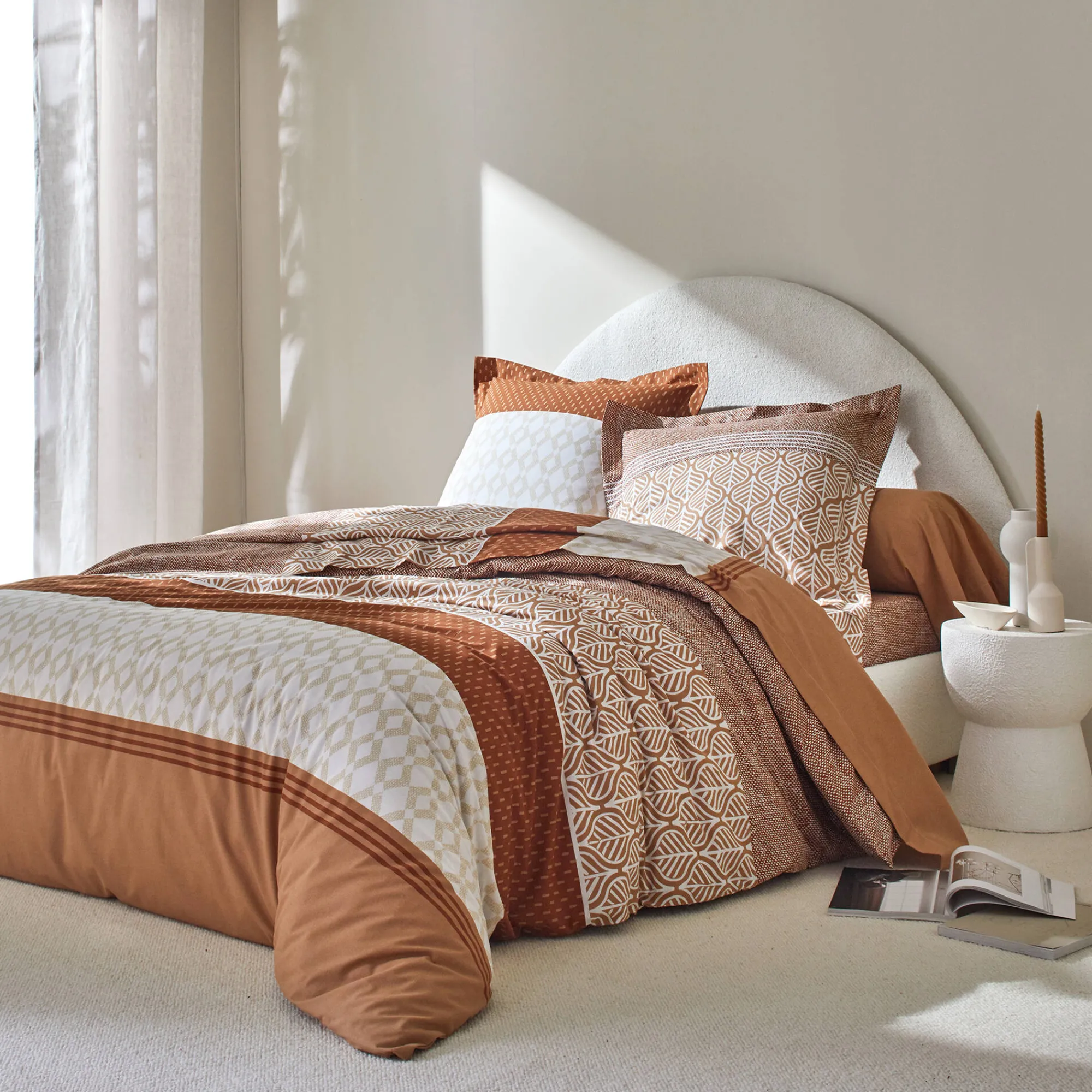 Fantasie Bedlinnen|Vlak Laken<Colombine Bedlinnen Tommy in katoen met geometrische print karamel