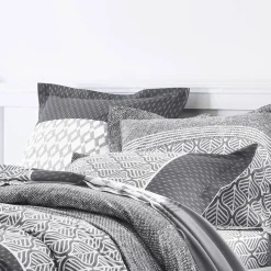 Fantasie Bedlinnen|Vlak Laken<Colombine Bedlinnen Tommy in katoen met geometrische print grijs