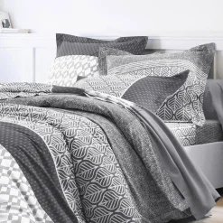 Fantasie Bedlinnen|Vlak Laken<Colombine Bedlinnen Tommy in katoen met geometrische print grijs