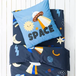 Bedlinnenset Kids|Bedlinnenset Kids<Colombine des petits Bedlinnen voor kids, Galaxy met kattenprint, 1 persoon - katoen marine