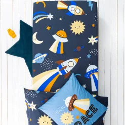 Bedlinnenset Kids|Bedlinnenset Kids<Colombine des petits Bedlinnen voor kids, Galaxy met kattenprint, 1 persoon - katoen marine