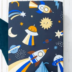 Bedlinnenset Kids|Bedlinnenset Kids<Colombine des petits Bedlinnen voor kids, Galaxy met kattenprint, 1 persoon - katoen marine