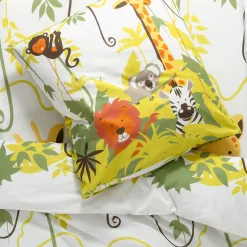 Bedlinnenset Kids|Bedlinnenset Kids<Colombine des petits Bedlinnen voor kinderen Jungle, met dierenprint, voor 1 persoon - katoen beige